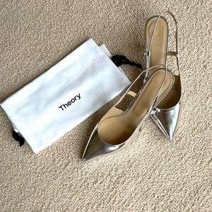 Theory Silver Women's Slingback Heels